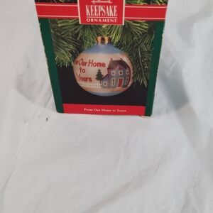 1990 Hallmark From Our Home to Yours Glass Bulb Keepsake Holiday Ornament